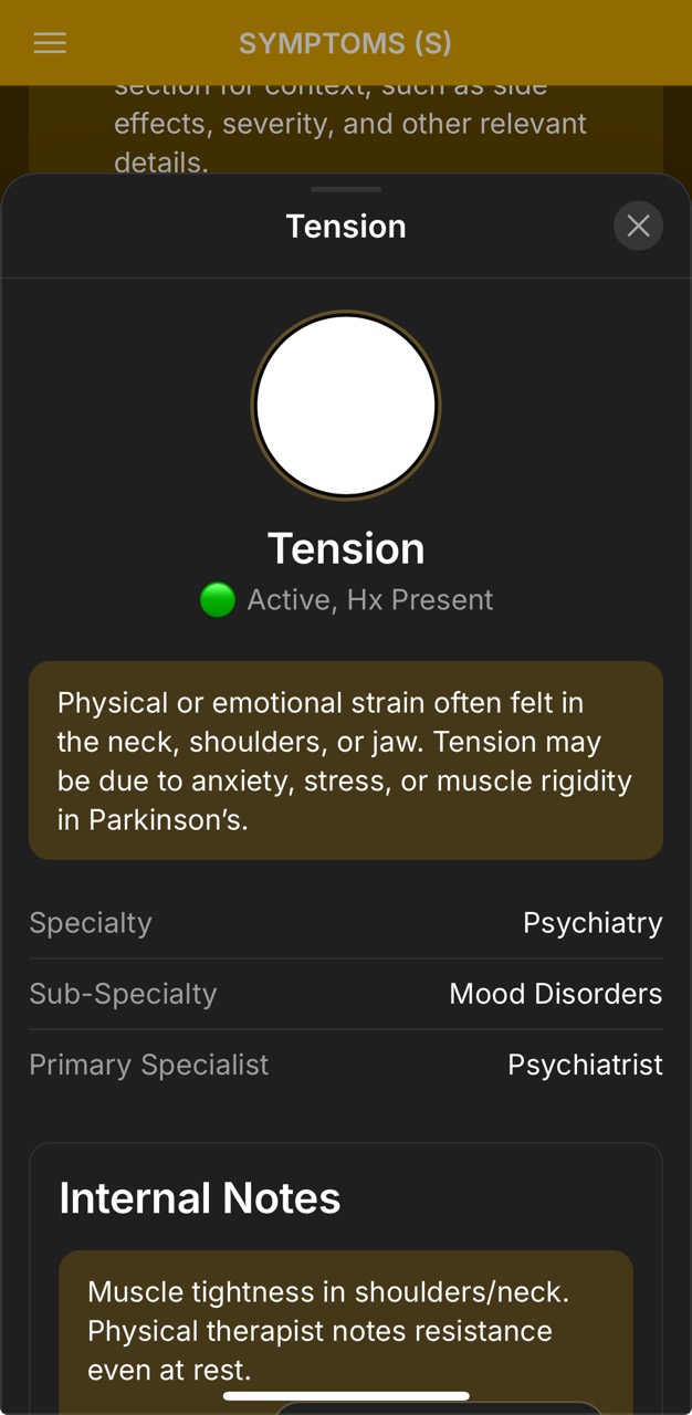 Symptoms Detail Page (Tension)